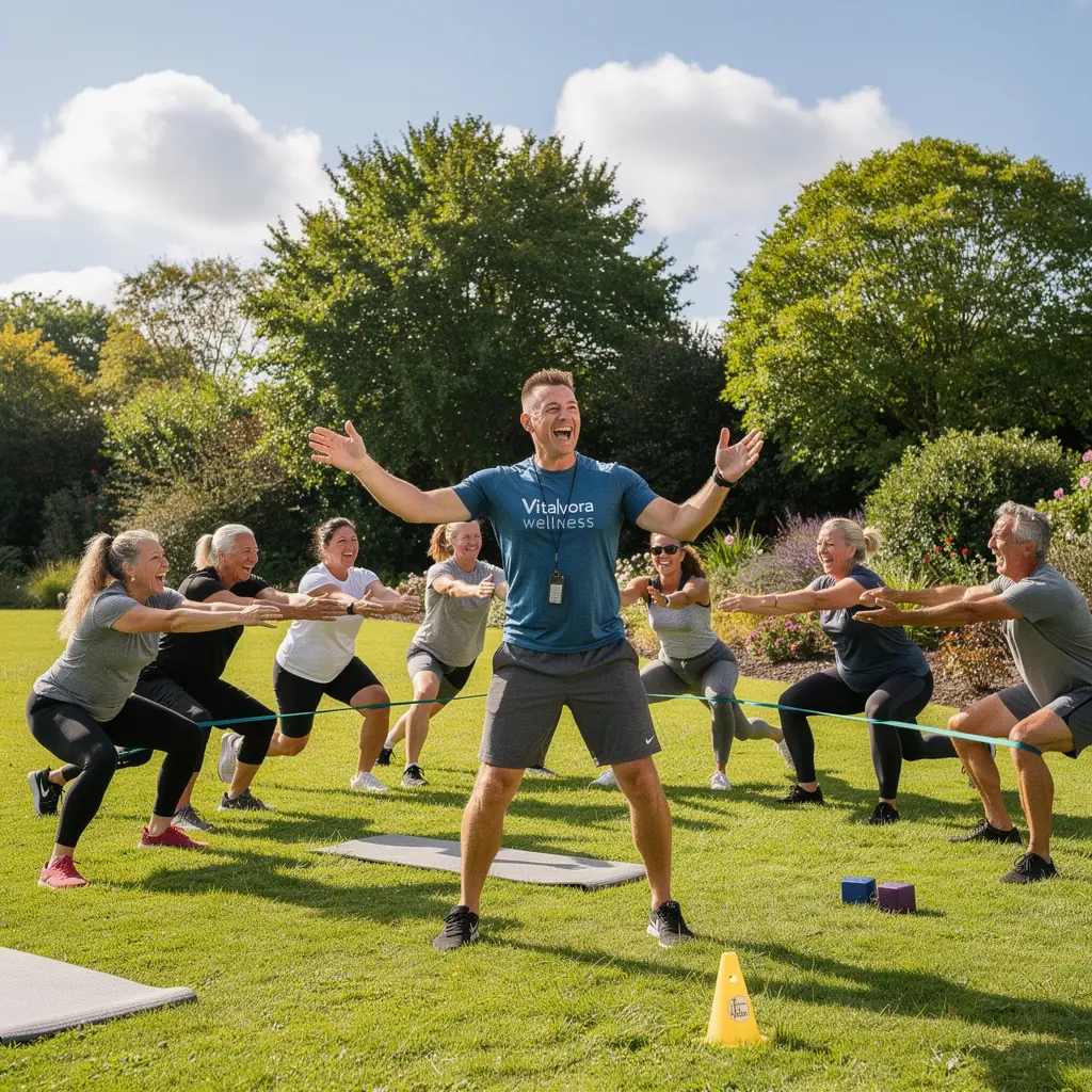 กลุ่มผู้เข้าร่วมการฝึกอบรมออนไลน์ที่มีความสุขและกระตือรือร้น